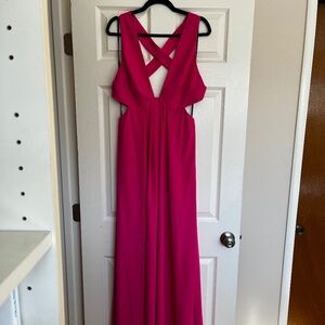 Jill Stuart, floor length dress, open back, hot pink size 14